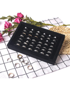 Soporte Organizador de Joyería Pangkeep para 42 Anillos Negro 2