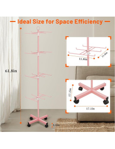 Soporte de Exhibición Giratorio Flenpptly 4 Niveles Ajustable Rosa 2