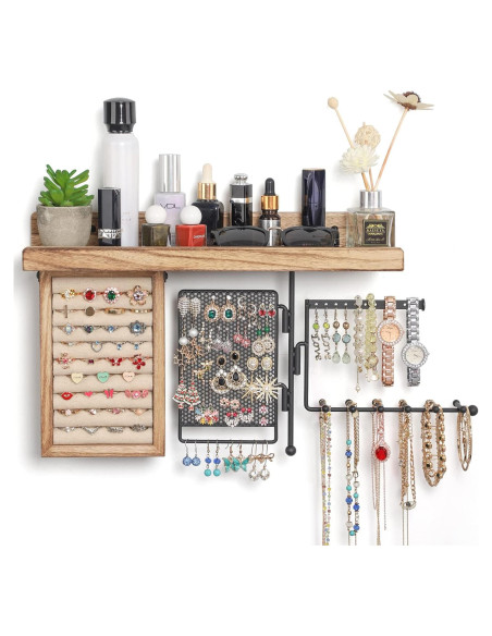 Organizador de Joyería Colgante SOLIMINTR 4 en 1 con Estante