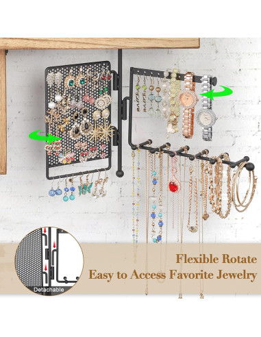 Organizador de Joyería Colgante SOLIMINTR 4 en 1 con Estante