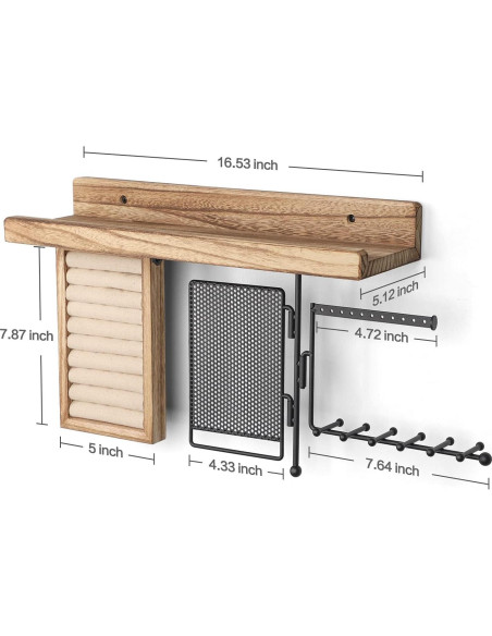 Organizador de Joyería Colgante SOLIMINTR 4 en 1 con Estante
