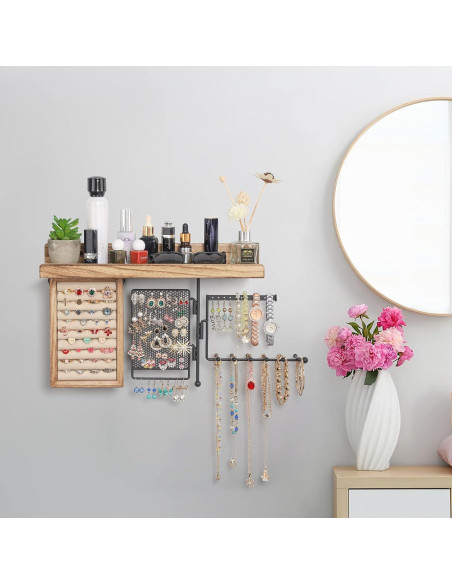 Organizador de Joyería Colgante SOLIMINTR 4 en 1 con Estante