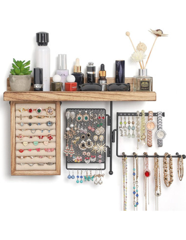 Organizador de Joyería Colgante SOLIMINTR 4 en 1 con Estante