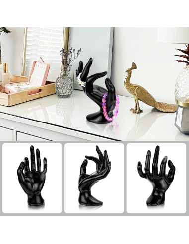 Soporte de Joyería en Forma de Mano Yuntop Negro 11.4x17 cm