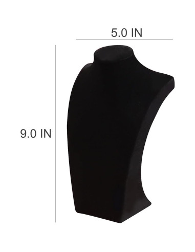 Soporte de Joyería para Collares Coward Terciopelo Negro 22.86 cm