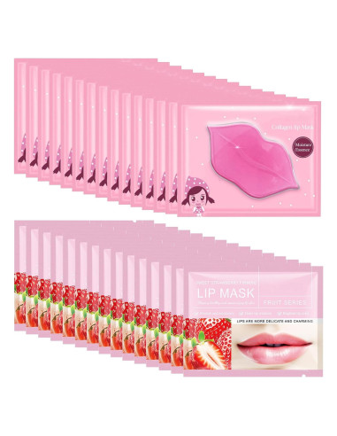 30 Mascarillas Labiales Hidratantes Felico - Colágeno Rosa y Fresa