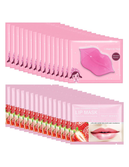30 Mascarillas Labiales Hidratantes Felico - Colágeno Rosa y Fresa