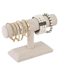 Exhibidor de Joyería MOOCA de Madera y Lino Beige 19.7x12.4cm