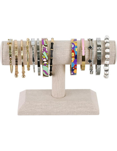 Exhibidor de Joyería MOOCA de Madera y Lino Beige 19.7x12.4cm