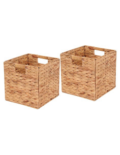 Cestas de Almacenamiento de Mimbre LYJWOO6D Plegables 28x28cm - Juego de 2