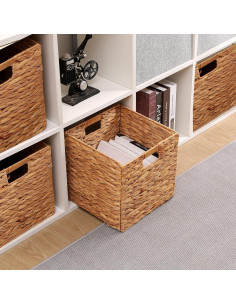 Cestas de Almacenamiento de Mimbre LYJWOO6D Plegables 28x28cm - Juego de 2 2