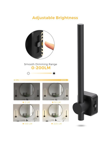 Luz Nocturna LED Regulable LOHAS 2 Paquete 200LM Negro 3000K