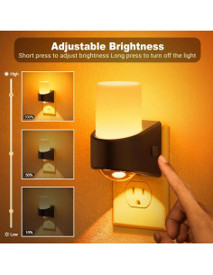 Luz Nocturna Enchufable JandCase Ámbar con Sensor y Brillo Ajustable 2