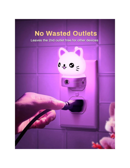 Luces Nocturnas LED Enchufables DORESshop Gato RGB 8 Colores Luces Nocturnas LED Enchufables DORESshop Gato RGB 8 Colores