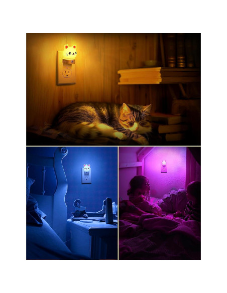 Luces Nocturnas LED Enchufables DORESshop Gato RGB 8 Colores Luces Nocturnas LED Enchufables DORESshop Gato RGB 8 Colores