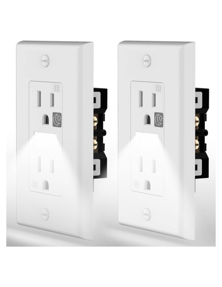 Toma de Corriente con Luz Nocturna SOZULAMP LED Blanca 2 Pzas