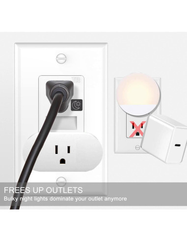 Toma de Corriente con Luz Nocturna SOZULAMP LED Blanca 2 Pzas