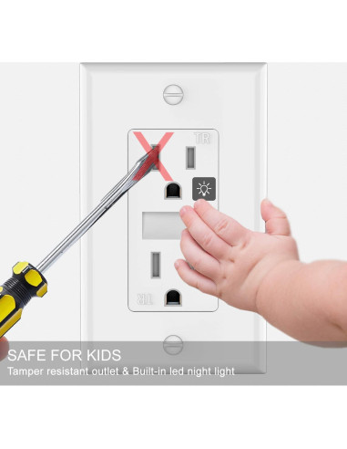 Toma de Corriente con Luz Nocturna SOZULAMP LED Blanca 2 Pzas