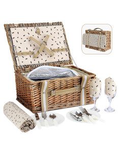 Cesta de Picnic G GOOD GAIN con Cooler y Manta Impermeable