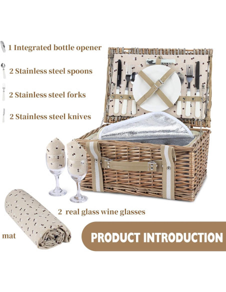 Cesta de Picnic G GOOD GAIN con Cooler y Manta Impermeable