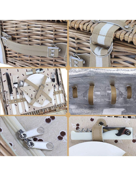 Cesta de Picnic G GOOD GAIN con Cooler y Manta Impermeable