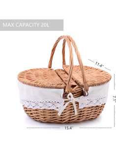 Cesta de Picnic de Mimbre SatisInside Grande 20L Natural 2