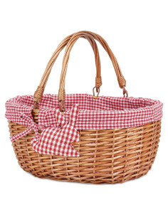 Cesta de Picnic de Mimbre G Good Gain con Asas Plegables