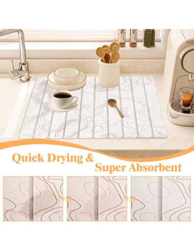 Alfombrilla de Secado de Piedra Diatomácea FVNANL 61x41 cm Blanca