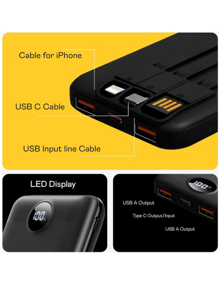 Cargador Portátil RARTECH 10000mAh Carga Rápida 22.5W USB-C