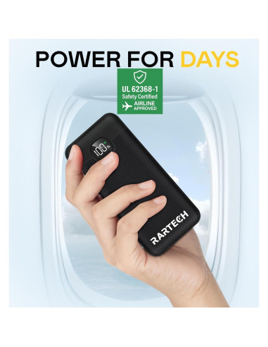 Cargador Portátil RARTECH 10000mAh Carga Rápida 22.5W USB-C