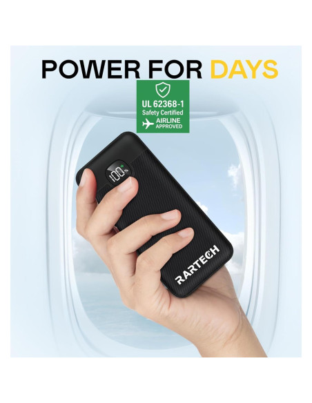 Cargador Portátil RARTECH 10000mAh Carga Rápida 22.5W USB-C