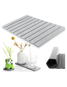 Alfombra de Baño de Piedra KvyusFlourish 38x15 cm Gris Absorbente