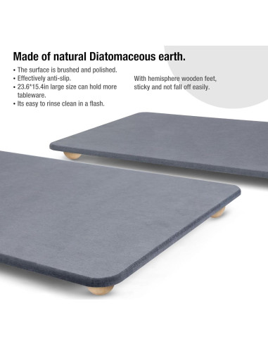 Alfombrilla de Secado de Piedra Diatomácea ZACELOVE 61x40.6cm