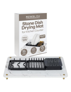 Alfombrilla de Secado de Piedra Monbleu 34.3cm Blanco Mármol