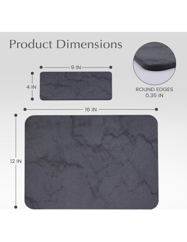 Alfombrilla de Secado de Piedra 40x30 cm Antideslizante J.B.