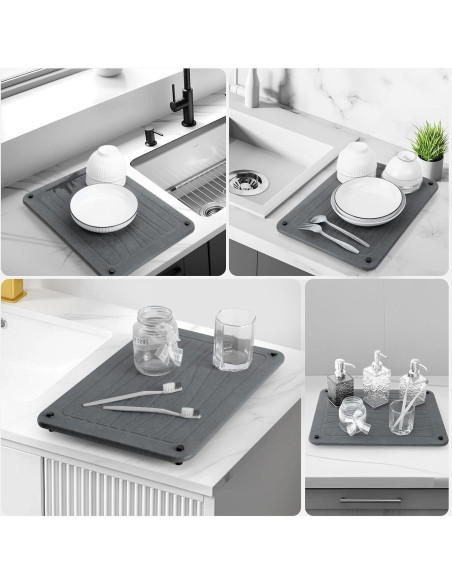 Alfombrilla de Secado de Piedra Diatomácea ANYEEK 40x30 cm Gris