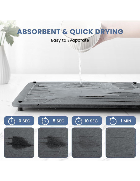 Alfombrilla de Secado de Piedra Diatomácea ANYEEK 40x30 cm Gris