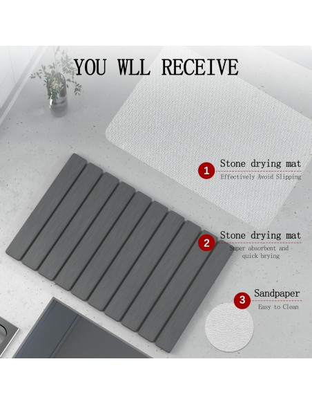 Alfombrilla de Secado de Piedra Diatomita YEECOPON 60x39cm