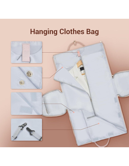 Bolsa de Ropa de Viaje STHMEOOHT Rosa 52.1x25.4x31.8 cm