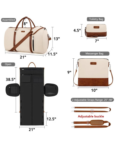 Bolsa de viaje convertible TIBES 4 en 1 para ropa y aseo