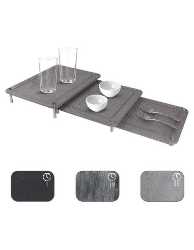 Juego de 3 Alfombrillas de Secado Diatomácea ENBOFID - Gris