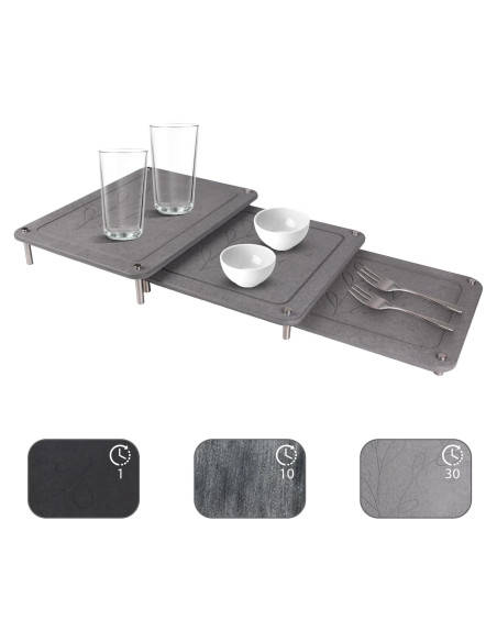 Juego de 3 Alfombrillas de Secado Diatomácea ENBOFID - Gris