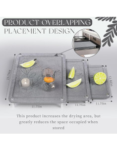 Juego de 3 Alfombrillas de Secado Diatomácea ENBOFID - Gris 2