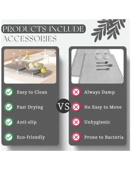 Juego de 3 Alfombrillas de Secado Diatomácea ENBOFID - Gris