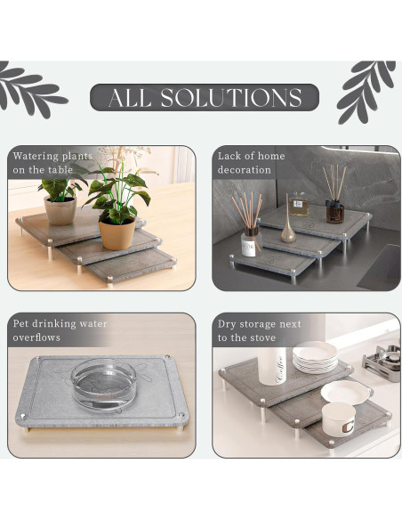 Juego de 3 Alfombrillas de Secado Diatomácea ENBOFID - Gris