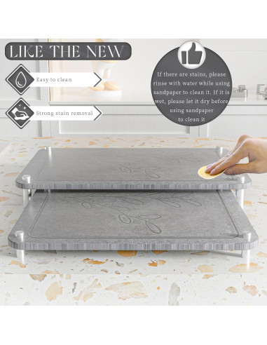 Juego de 3 Alfombrillas de Secado Diatomácea ENBOFID - Gris