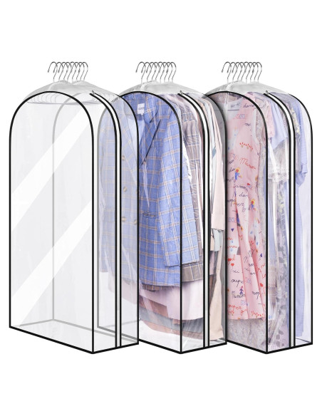 Bolsas de Ropa Colgantes MISSLO 40" con Abertura Clara - 3 Piezas Bolsas de Ropa Colgantes MISSLO 40" con Abertura Clara - 3 Piezas