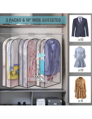 Bolsas de Ropa Colgantes MISSLO 40" con Abertura Clara - 3 Piezas