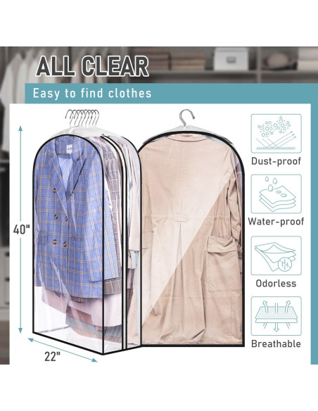 Bolsas de Ropa Colgantes MISSLO 40" con Abertura Clara - 3 Piezas Bolsas de Ropa Colgantes MISSLO 40" con Abertura Clara - 3 Piezas
