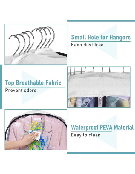 Bolsas de Ropa Colgantes MISSLO 40" con Abertura Clara - 3 Piezas Bolsas de Ropa Colgantes MISSLO 40" con Abertura Clara - 3 Piezas